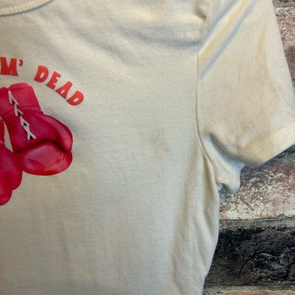 5 for $25🔥Shein "Knock Em' Dead" Boxing Gloves Cropped T-Shirt Juniors Medium - Picture 4 of 6